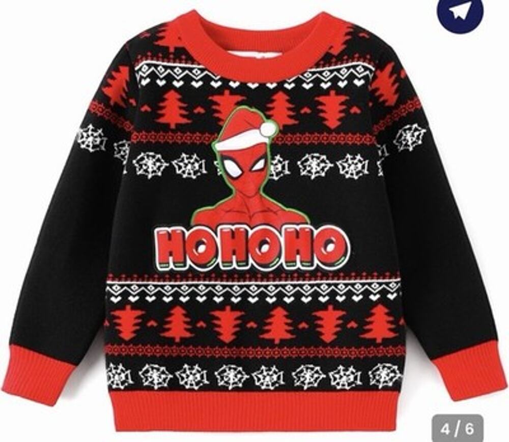 Marvel Spider-Man Pullover Knit Christmas Sweater Black Red Women’s XL